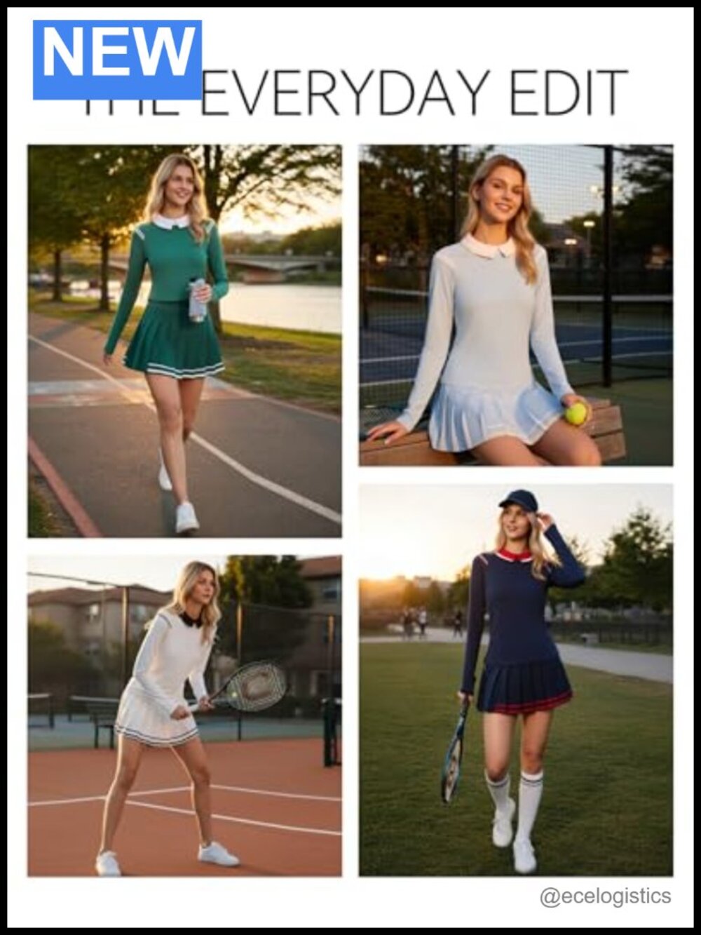 Womens Tennis Skort Set Long Sleeve Top Built-in Shorts Pleated 2 Piece Athletic - Picture 2 of 6